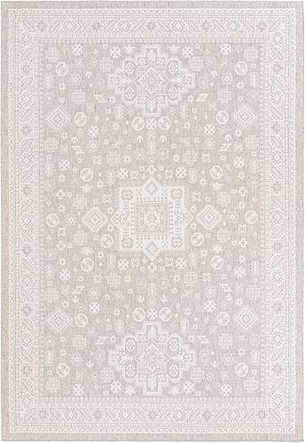 Miniatura 431 de Rugs.com Outdoor Aztec Collection Alfombra – 4 x 6 pies alfombra de tejido plano gris carbón perfecta para salas de estar, grandes comedores, planos