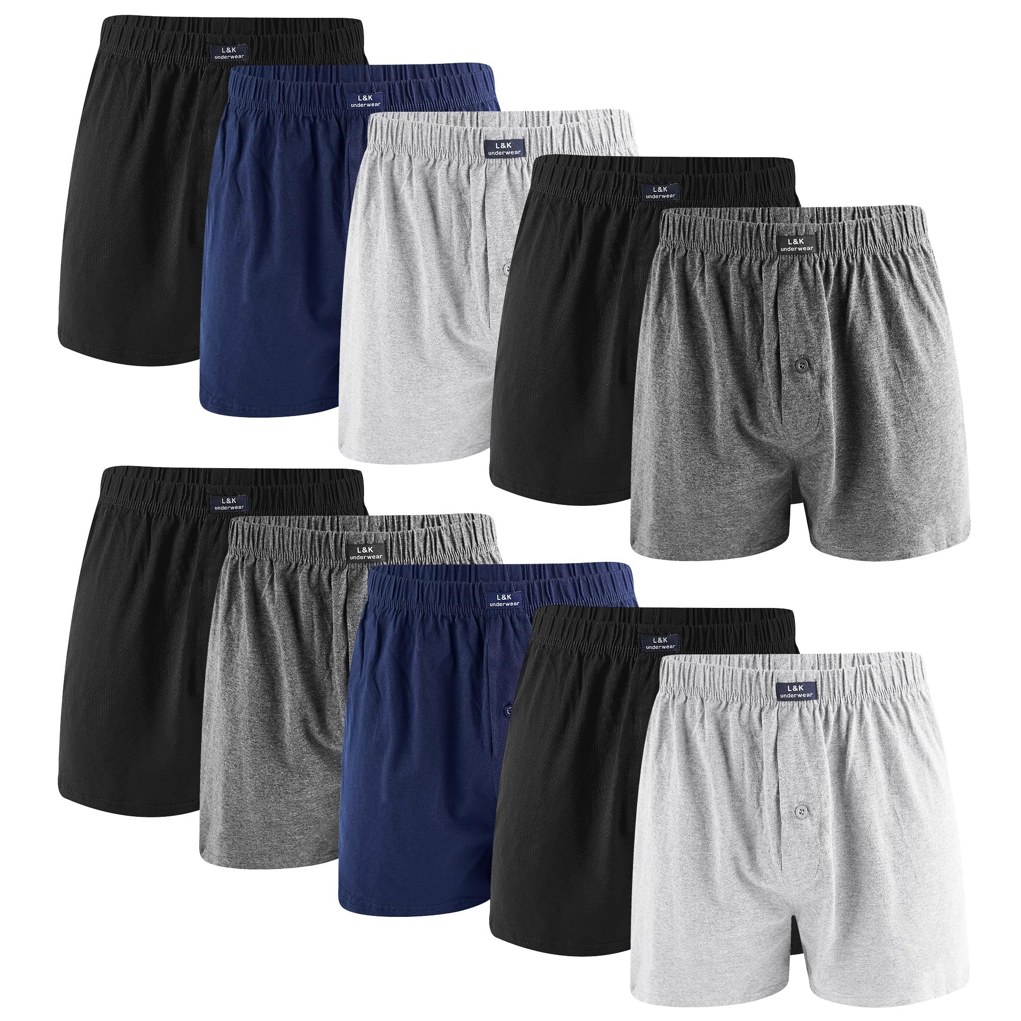 L&K Sparpack Set 6/10 Boxershorts Men Herren Webboxer mit Klassische Designs Unterwäsche Männer Baumwolle 1410