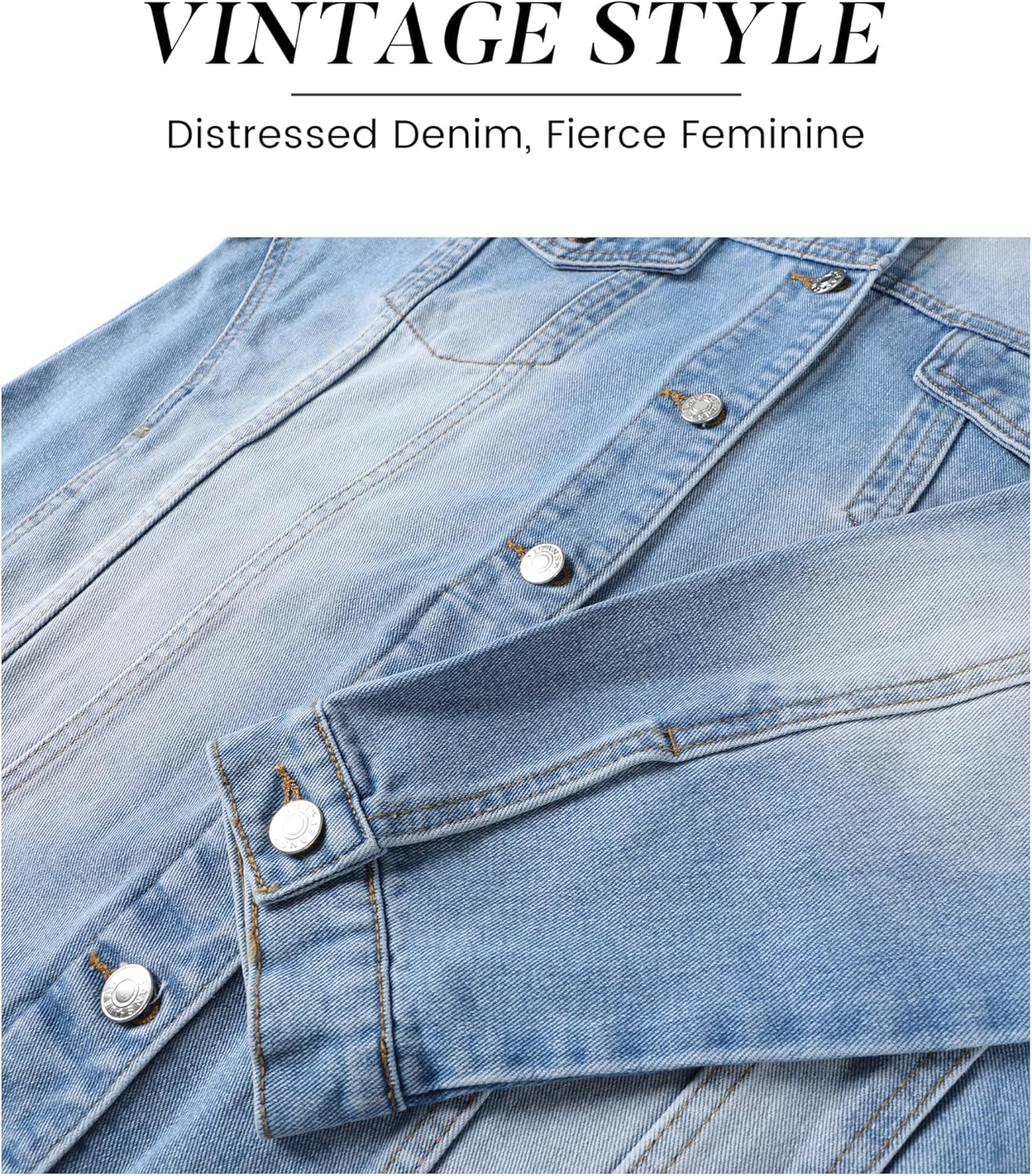 Omoone Women’s Oversized Mid Long Denim Jacket Jean Biker Coat