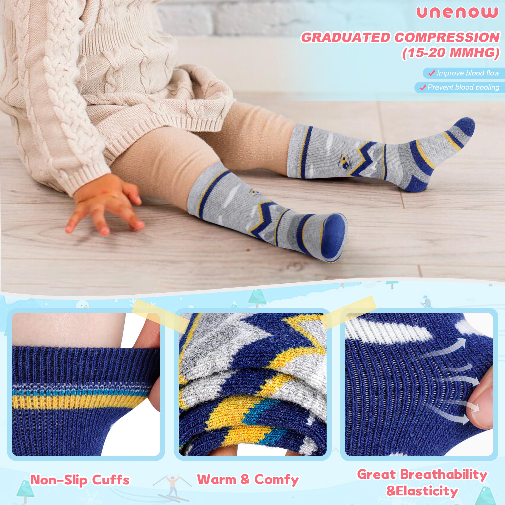unenow Calcetines térmicos de lana merino para niños, 2 pares de calcetines térmicos de invierno para snowboard para niños y niñas