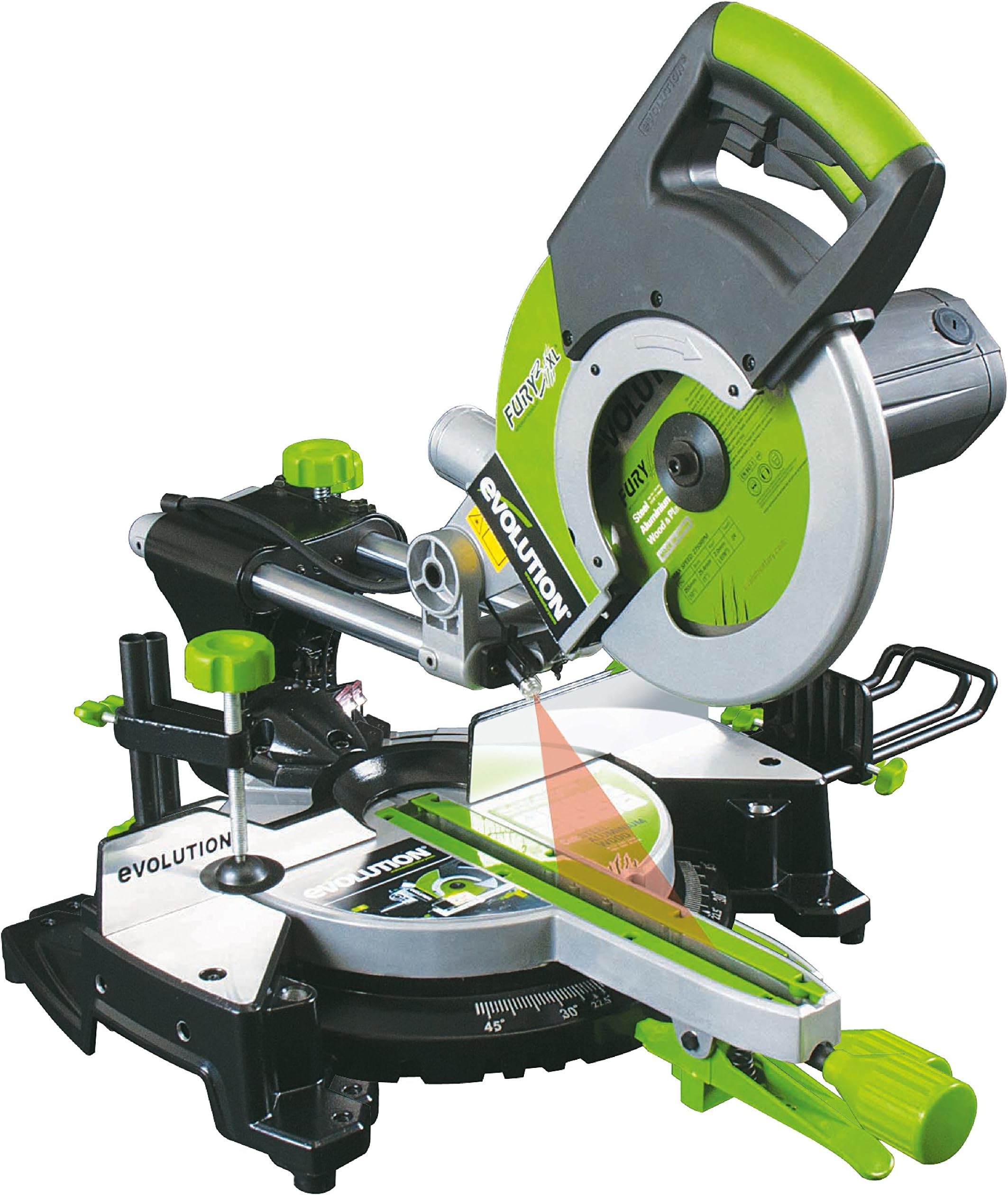 Evolution Power Tools FURY3-XL Multi-Purpose Sliding Mitre Saw, 255 mm (230 V)