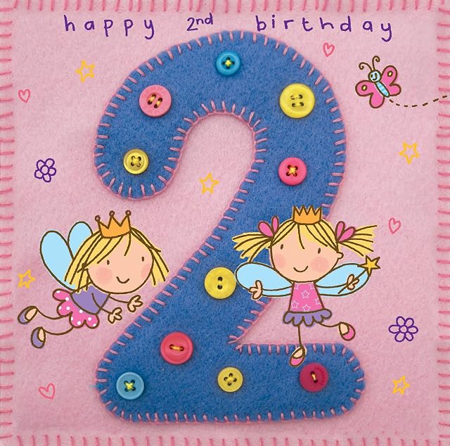 Twizler 2nd Birthday Card for Girl with Fairy Princess and Butterfly - Two Year Old - Age 2 - Childrens Birthday Card - Girls Birthday Card - Happy Birthday Card