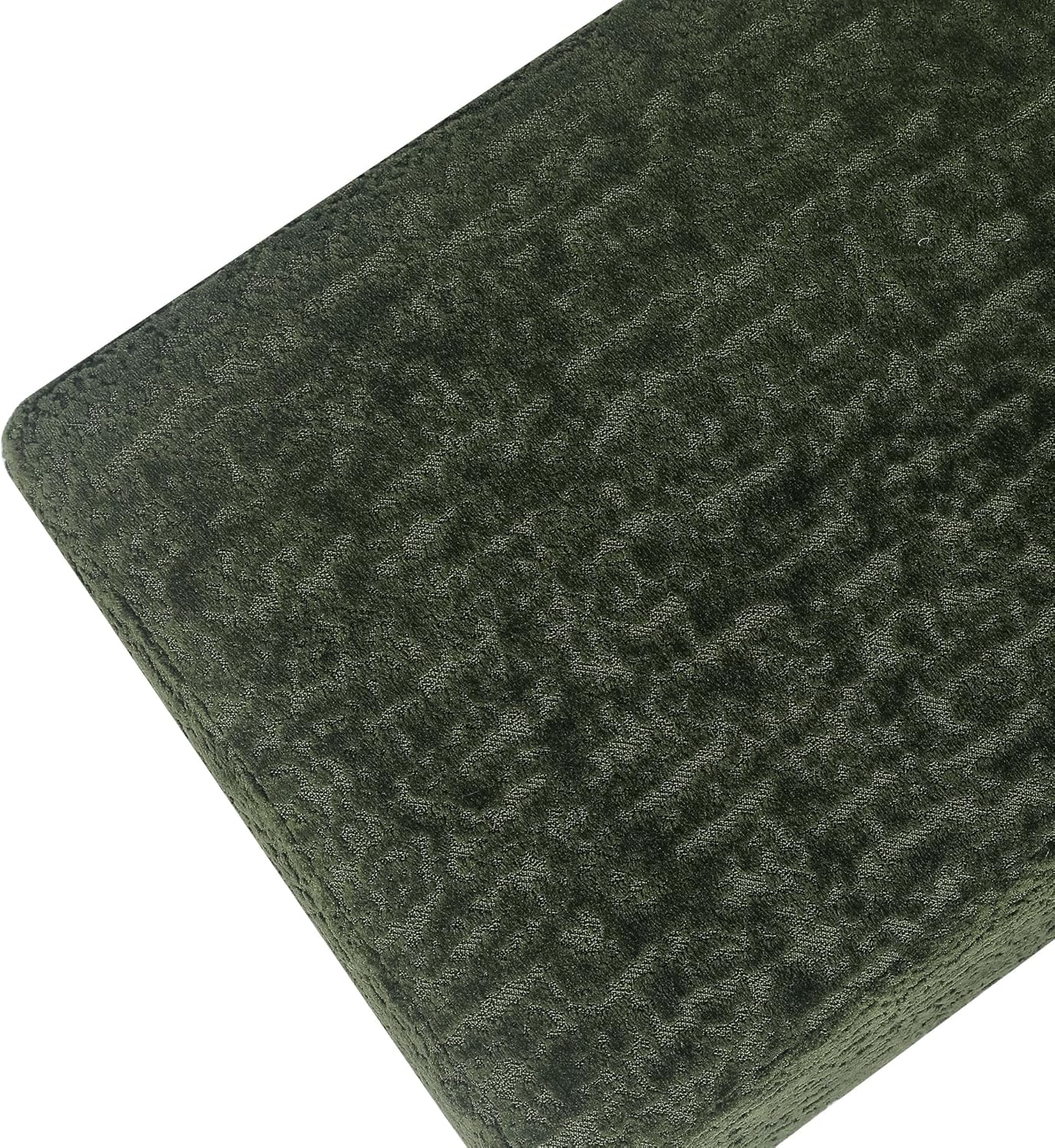 Adeco 15" Flannel Small Footstool Ottoman for Footrest, Modern Velvet Rectangle Step Stool Extra Seating with Non-Skid Plastic Legs for Living Room, Couch, Entryway, Olive Green