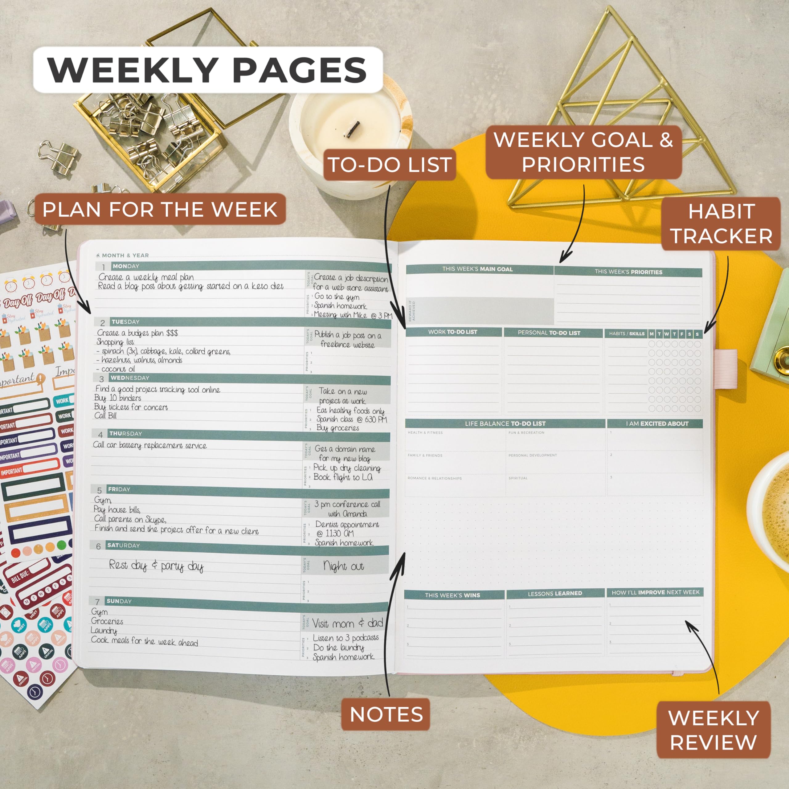 Clever Fox Planner PRO 2nd Edition, Undated Weekly Agenda for Tasks & Time Management, Life Organizer with To-do List - Image 3