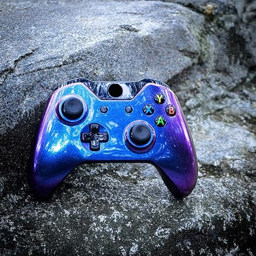 Miniatura 8 de eXtremeRate Diseño personalizado único camaleón púrpura azul brillante carcasa superior carcasa frontal kits de placa frontal cubierta de control