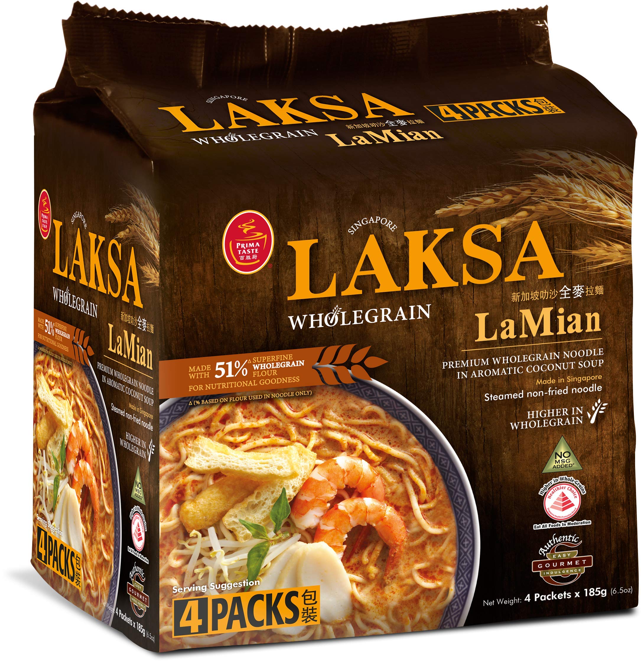 PRIMA TASTE Wholegrain Laksa LaMian, 4 x 185g : Amazon.sg: Grocery