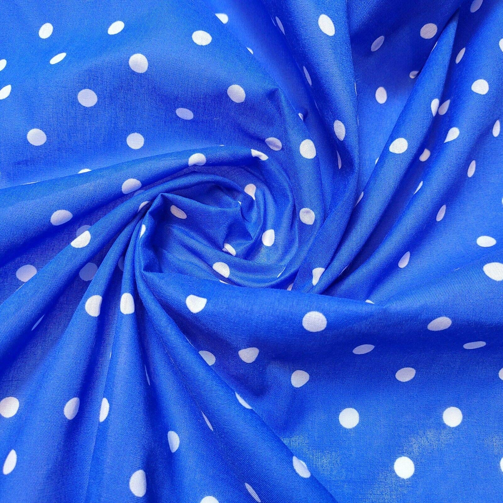 Textile Station NEW PEA PIN SPOT SPOTTY DOT PRINT BLUE FABRIC POLYCOTTON MATERIAL by The METER 44" (1 Meter Pre Cut)