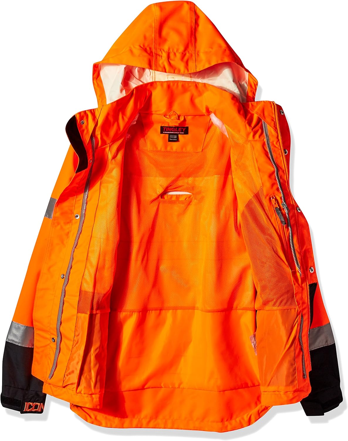 ICON J24129.XL Mesh/Taffeta Lining Jacket with 2" Silver Reflective Tape, X-Large, Fluorescent Orange/Red/Black : Clothing, Shoes & Jewelry