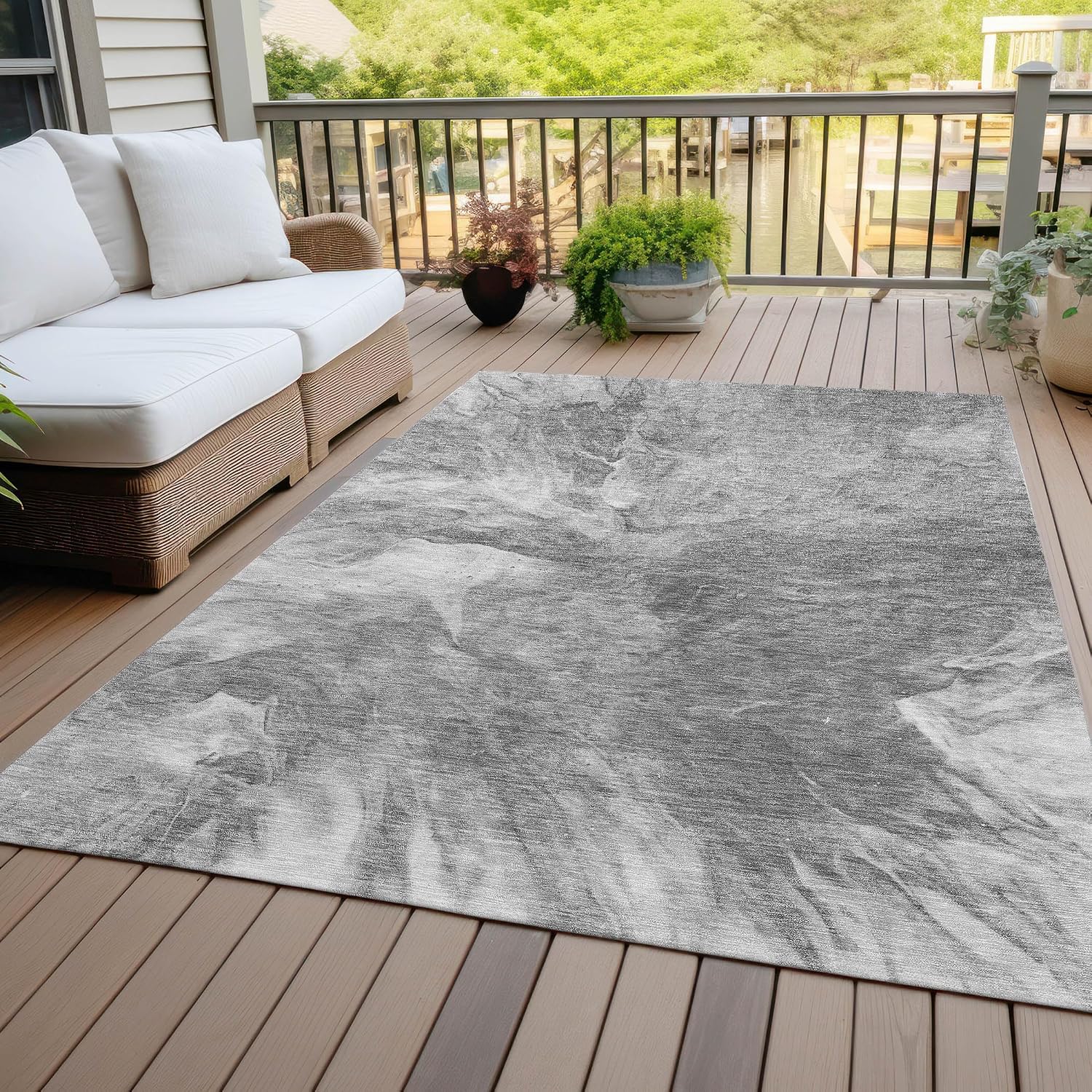 Addison Rugs Chantille ACN641 Gray 8' x 10' Indoor Outdoor Area Rug, Easy Clean, Machine Washable, Non Shedding, Bedroom, Living Room, Dining Room, Kitchen, Patio Rug