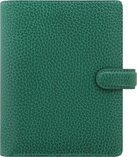 Filofax Finsbury - Organizador de bolsillo, color verde bosque, cuero de grano tradicional, seis anillos, calendario semanal para ver, multilingüe,