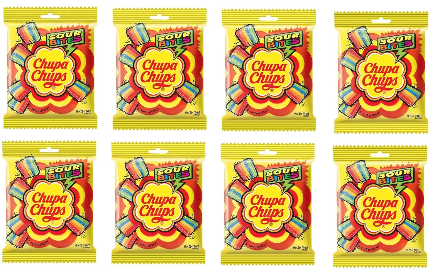 Chupa Chups Sour Bites Chewy Toffee, Mixed Fruit Flavour, 57.6g (30