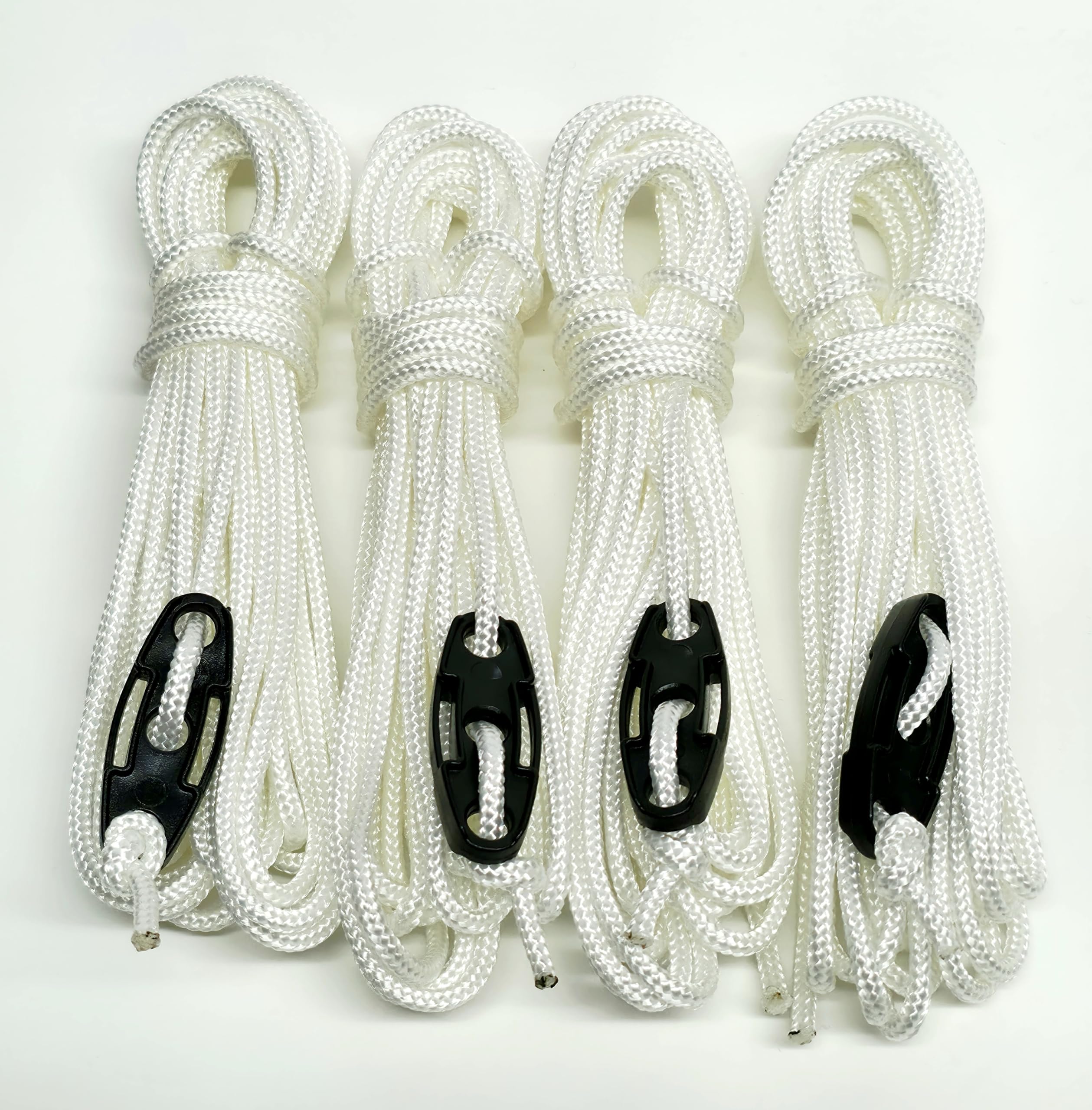 Guy Ropes 3mm 4m Guy Lines Tent Camping Cords Heavy Duty Pack of 4 (White)