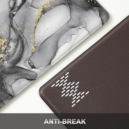 Miniatura 4 de Alfombras de cocina acolchadas antifatiga, juego de 2 piezas, tapetes de cocina de mármol antideslizantes, alfombra abstracta de color gris y blanco