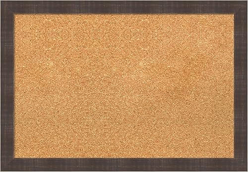Amanti Art Tablero de corcho natural para pared (26 x 18) con marco de madera marrón rústico color marrón whisky, tablero de corcho mediano para
