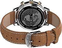 Vista 4 de Timex Reloj Chicago Chronograph 1.772 in para hombre - Esfera azul de dos tonos con correa de cuero marrón