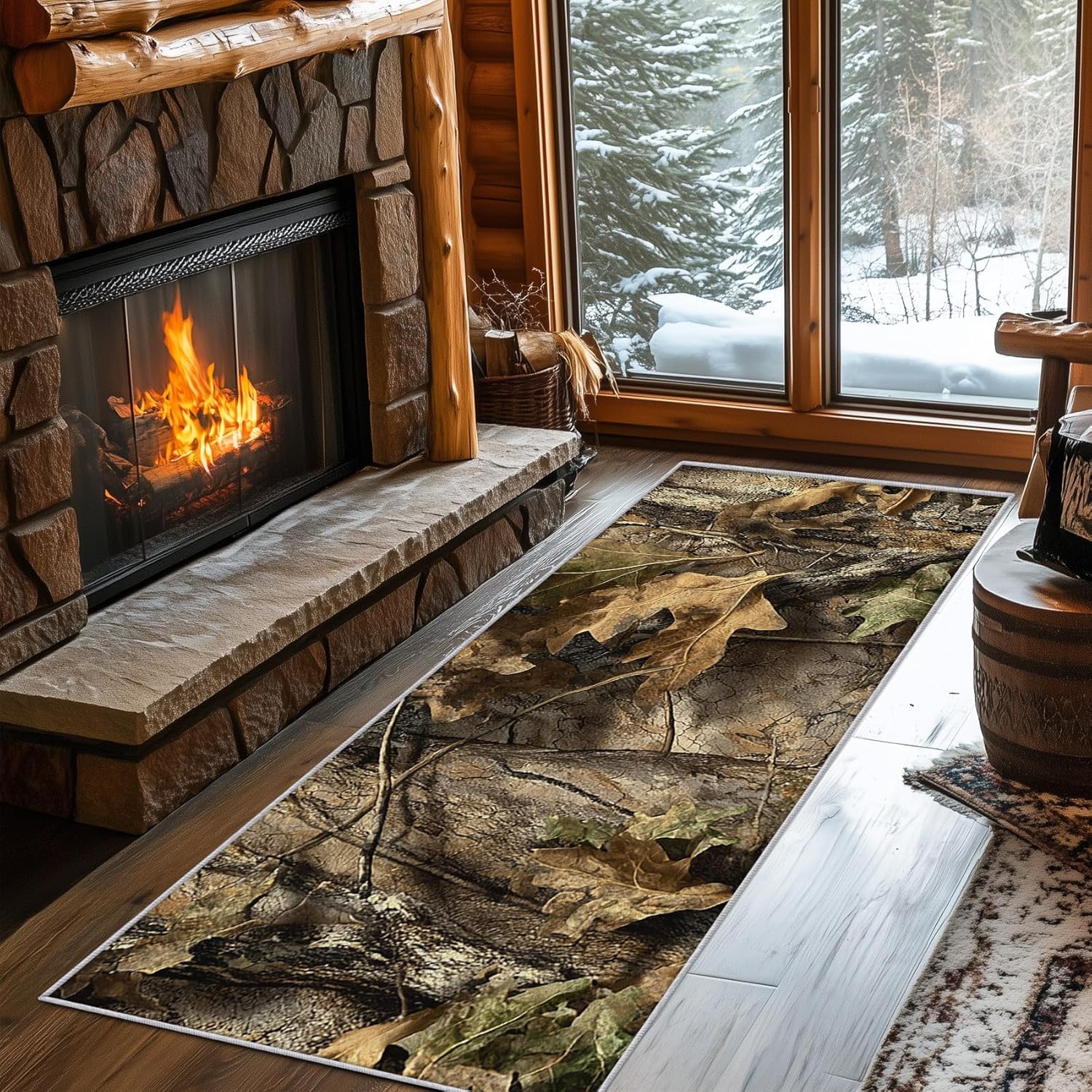 Camouflage Forest Runner Rug 2x6 - Washable Camo Tree Hallway Rugs Non Slip, Hunting Decor Carpet Runner for Bedroom Kitchen Laundry Entryway Kvc130