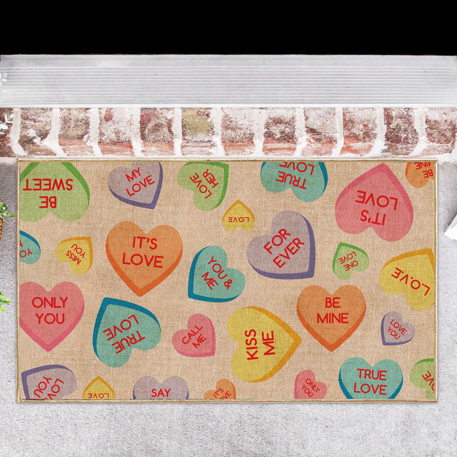 Amazon.com: Whaline Valentine's Day Doormat Conversation Love