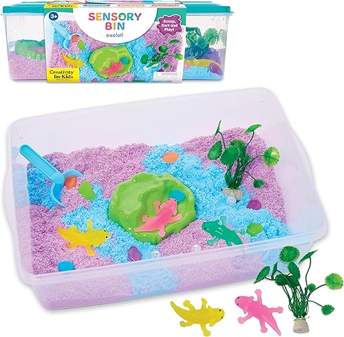 Creativity for Kids Contenedor sensorial: Axolotl | Juego práctico con espuma Wiggly, figuras y herramientas de ajolote | Fomenta las habilidades