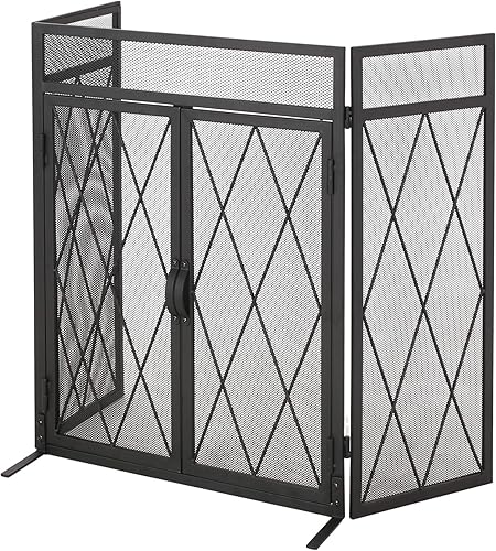 Christopher Knight Home Laurel - Pantalla plegable para chimenea, color negro mate