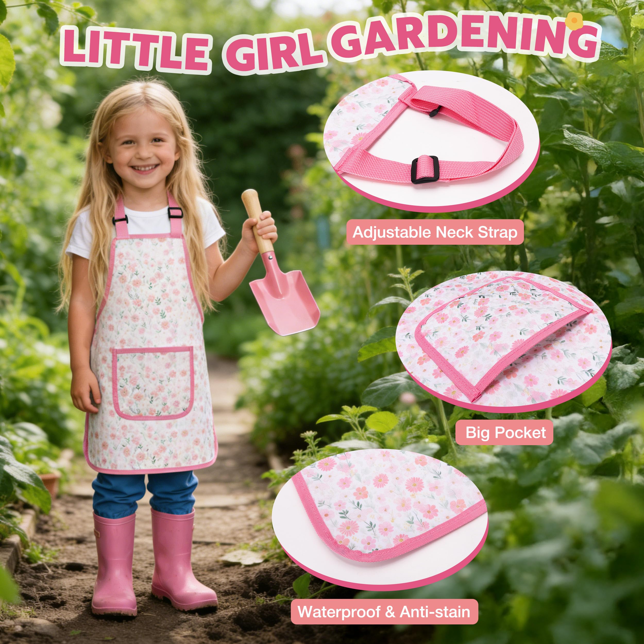 Shall Set da Giardinaggio per Bambini, 22 Pezzi, con Borsa per Il Trasporto e Vari Attrezzi da Giardinaggio. Ideale per Bambine Come Gioco all'aperto e Regalo Perfetto.