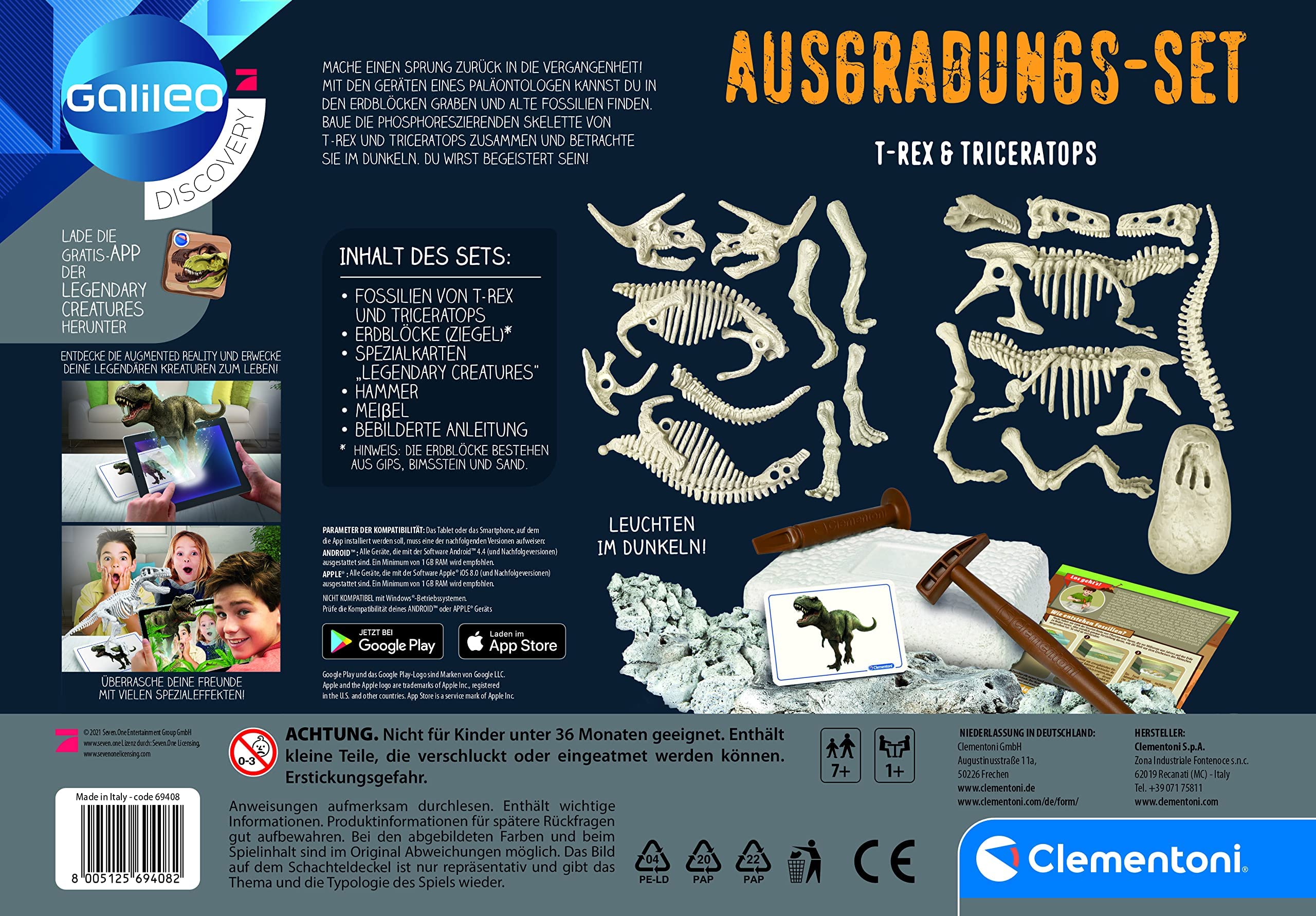 Clementoni Scienza & gioco - archeogiocando t-rex & triceratopo