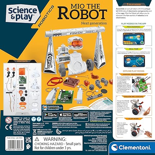 Miniatura 3 de Clementoni - Science & Play Mio Robot Robot interactivo de aprendizaje STEM con aplicación, evitación de obstáculos y función de dibujo (más de 8