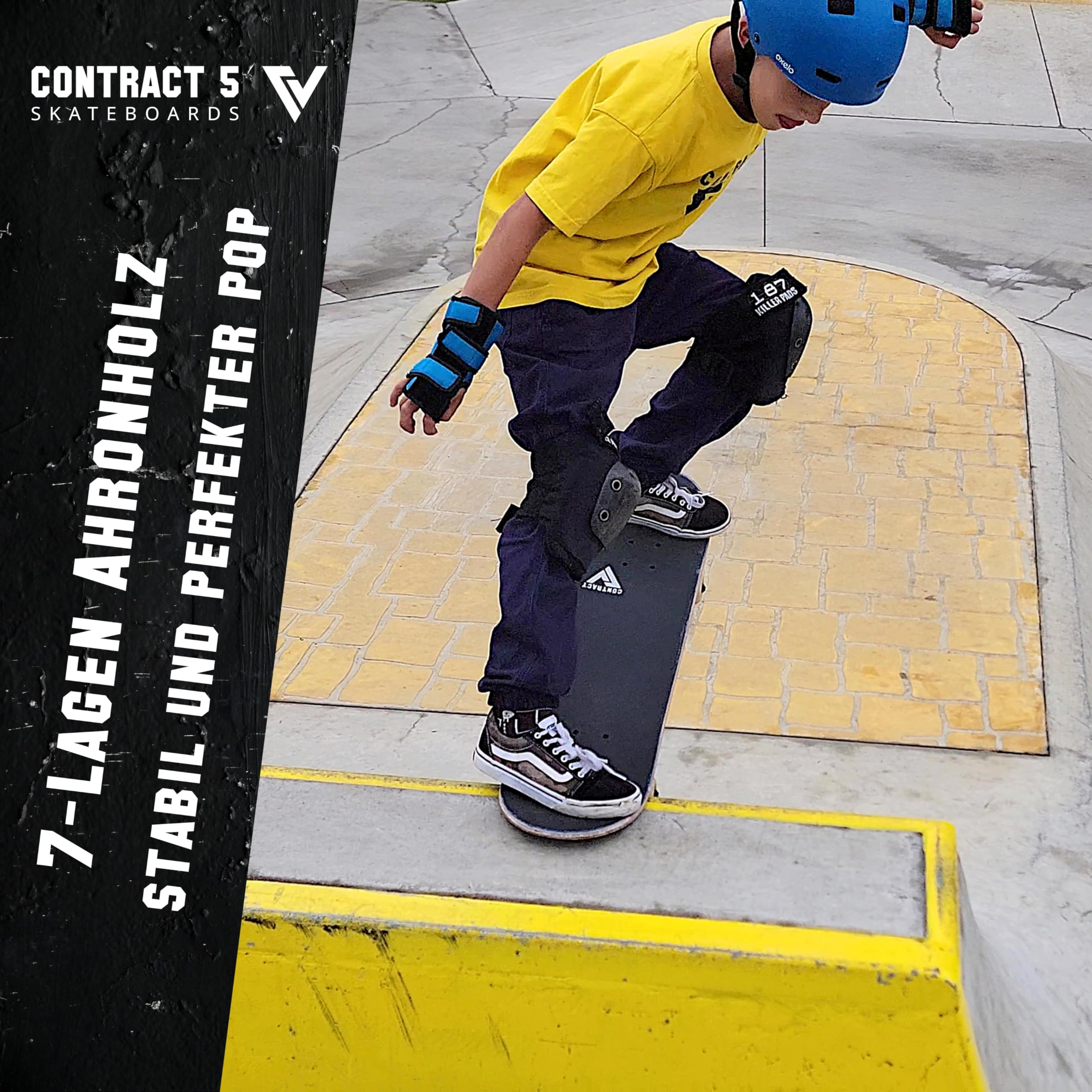 Komplett Skateboard Black Knight - für Kinder und Jugendliche - 7-lagiges Ahornholz Deck - Medium Concave Standard Popsicle Shape - für Anfänger, Profis, Mädchen & Jungs