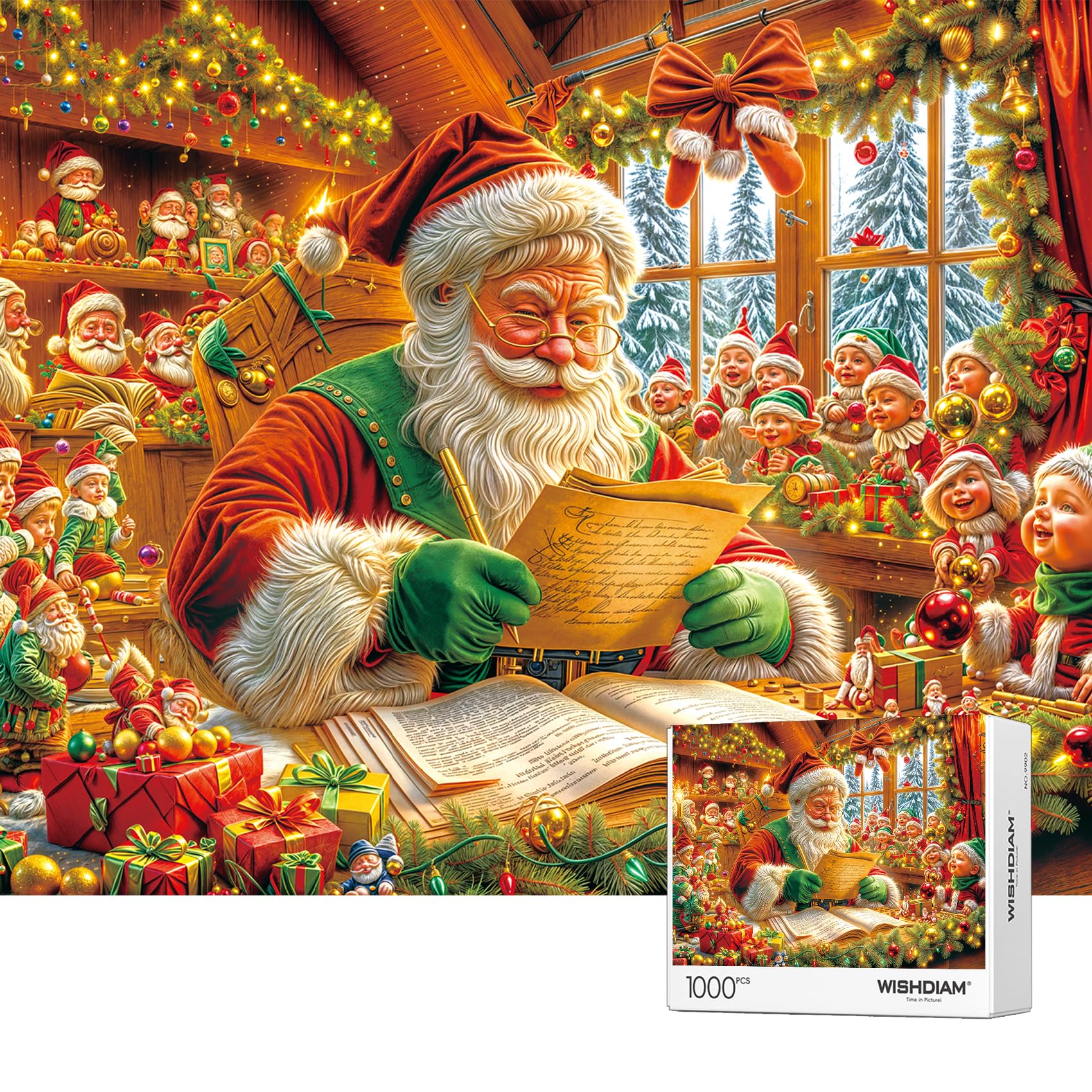 Jigsaw Puzzles 1000 Pieces - WISHDIAM Puzzles for Adults - Christmas Wish Santa Claus Holiday Impossible Difficult Challenging Puzzles for Home Decor Birthday Party Gifts for Men Women