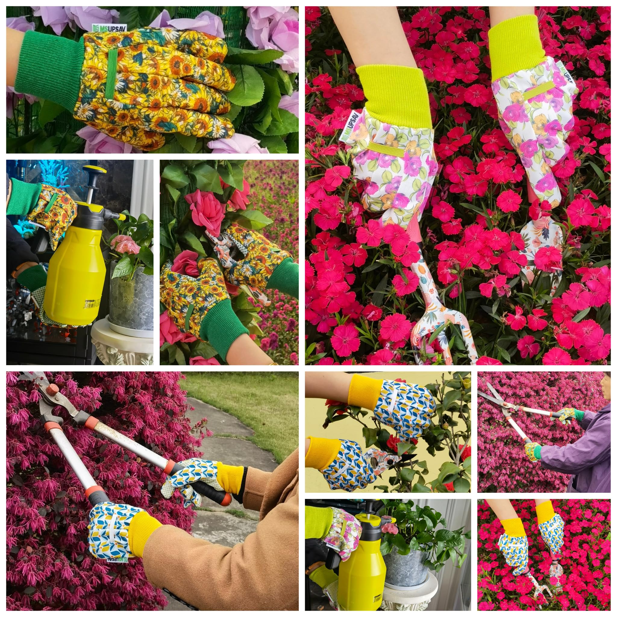 Gartenhandschuhe für Damen, Gartenhandschuhe für Hofarbeit, leichte Arbeitshandschuhe für Damen, Einheitsgröße für die meisten Damen (3 Stück)
