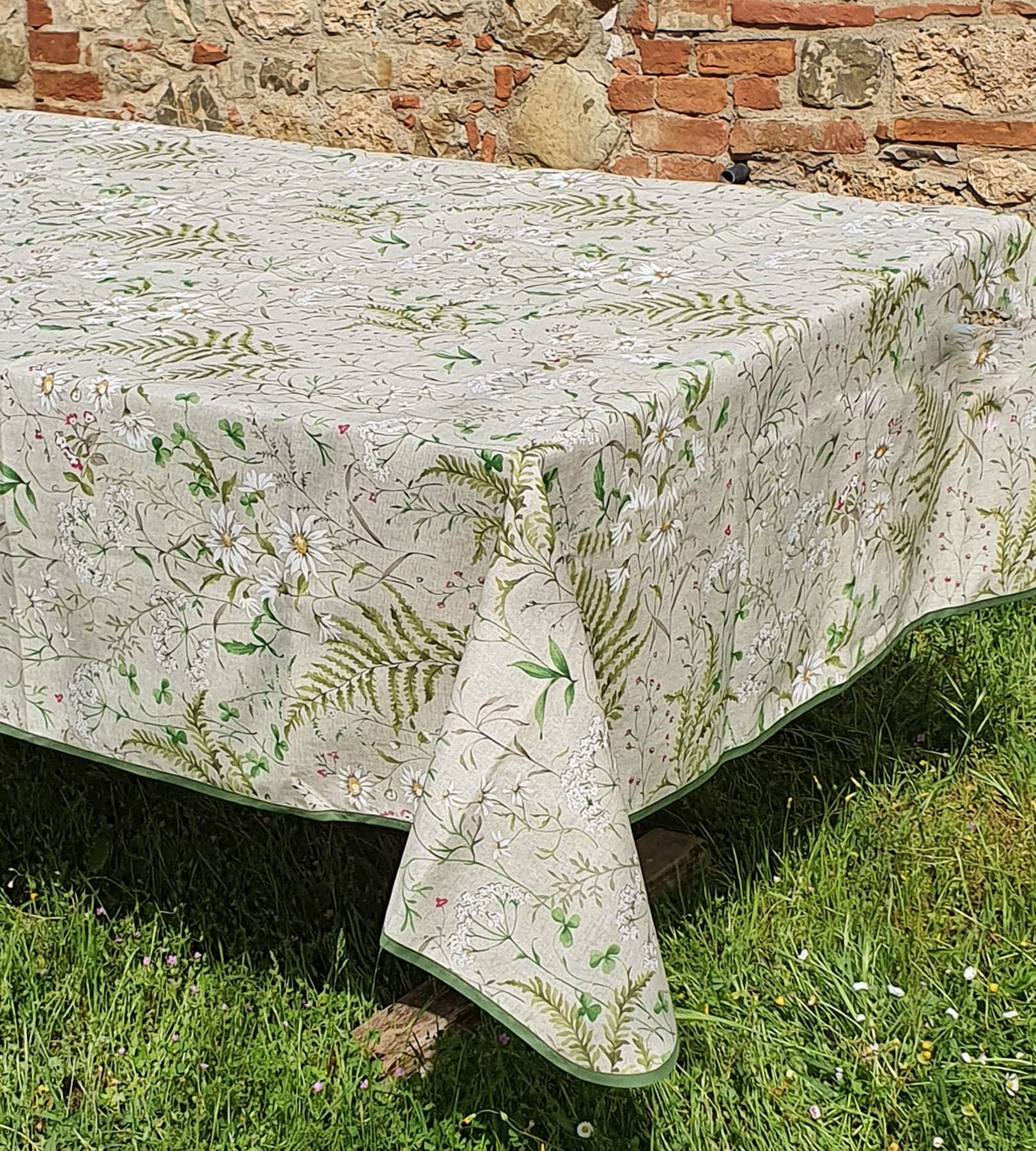 Mantel Antimanchas de algodón resinado Impermeable - Leña menuda, rectangularx14 320