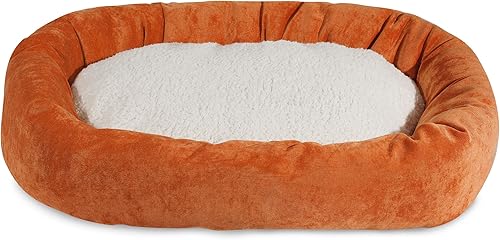 Cama para perro de 32 pulgadas Orange Villa Collection Sherpa Bagel