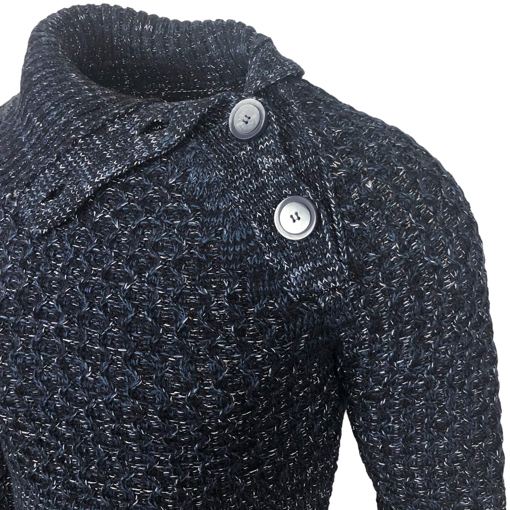 Rusty Neal - Pullover da uomo a collo alto abbottonatura a maglione invernale Chiner maglia grande maglia grande bottone 13338