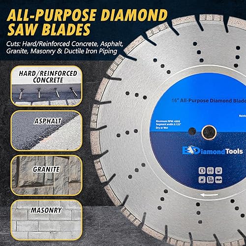 Miniatura 2 de Hojas de sierra de diamante multiusos de 16 pulgadas para hormigón mampostería piedra adoquines profundidad de corte de 5-58 pulgadas cenador de 1