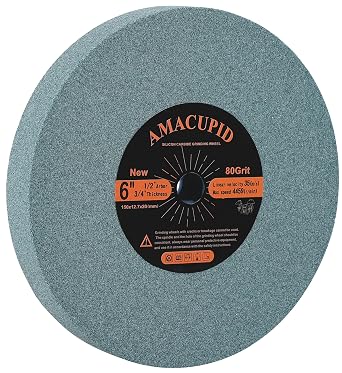 Bench Grinding Wheel 6 inch, Green Silicon Carbide Abrasive. For Sharpening Carbide Tools, Products of Non-Metallic Materials. 1/2 inch Arbor, 3/4 inch Thickness, 80 Grit | Green Silicon Carbide Abrasive. Grinding of Non-Metallic Material Products Tool. 6 inch, 1/2 Inch Arbor, 3/4 inch Thickness