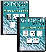 Vista 7 de Better Office Products Libro de presentación negro con 60 bolsillos, con cubierta frontal transparente, 120 páginas protectoras de hojas, hojas