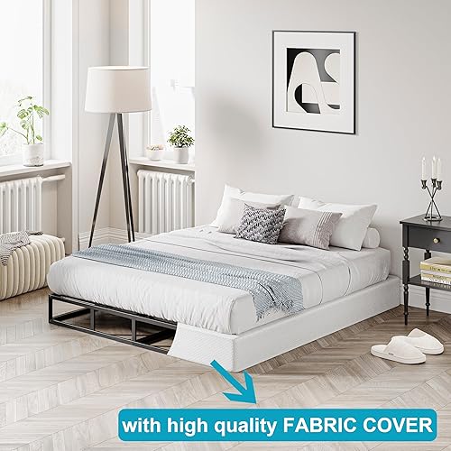 Miniatura 5 de Queen - Somier de caja de 5 pulgadas para cama Queen, somier de metal de perfil bajo, base de colchón, fácil de montar, resistente, sin chirridos