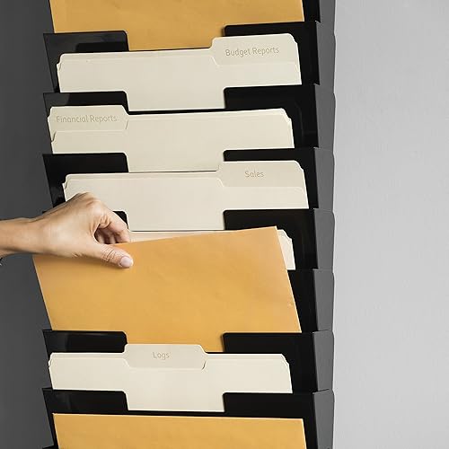 Miniatura 3 de Wallniture Lisbon - Soporte para archivos y organizador de escritorio de 15 niveles, metal negro para organización de oficina y almacenamiento