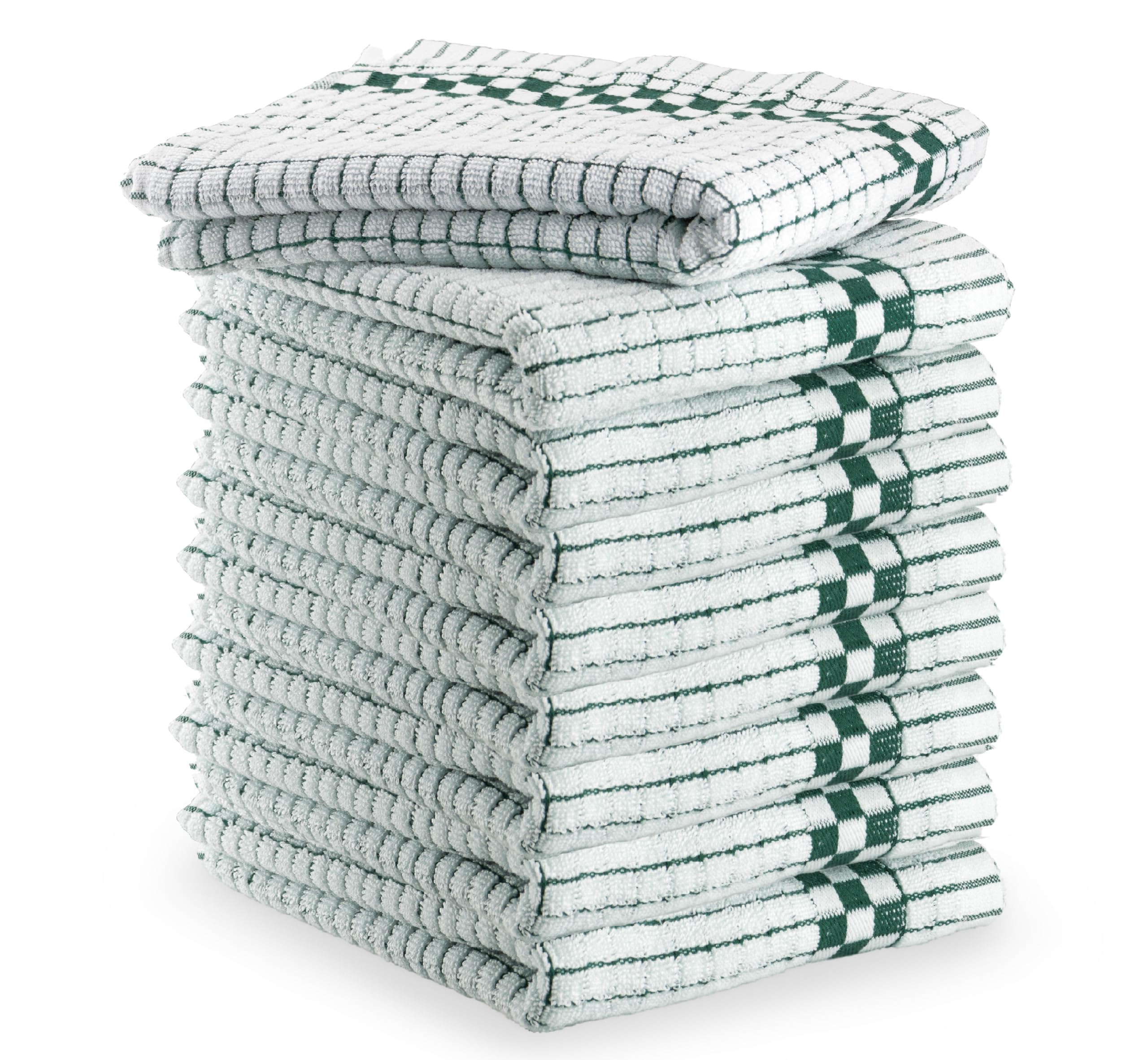XLNT Lot de 9 torchons de cuisine ultra absorbants 100 % coton pelucheux durables avec point de boucle Vert 45,7 x 71,1 cm