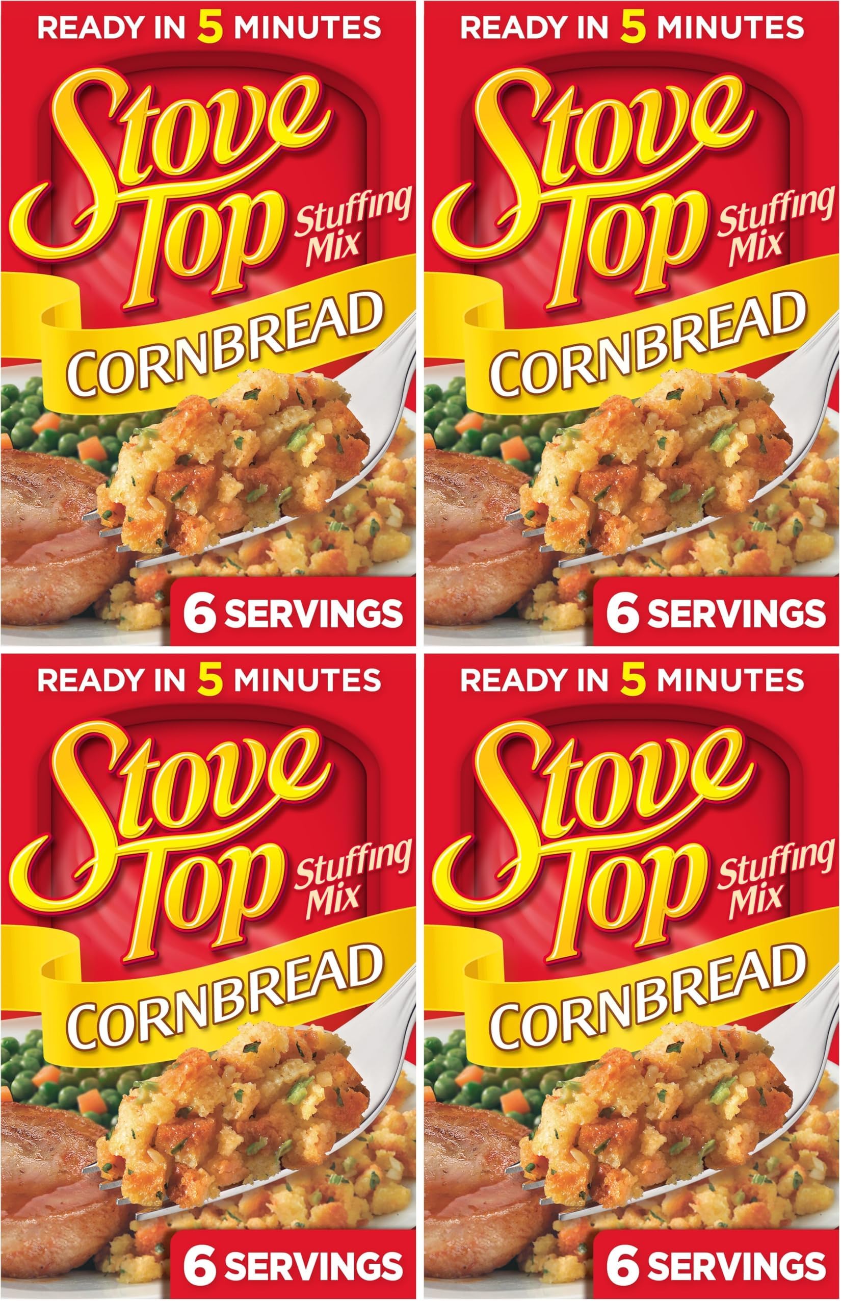Stove Top Cornbread Stuffing Mix, 6 oz Box (Pack of 4)