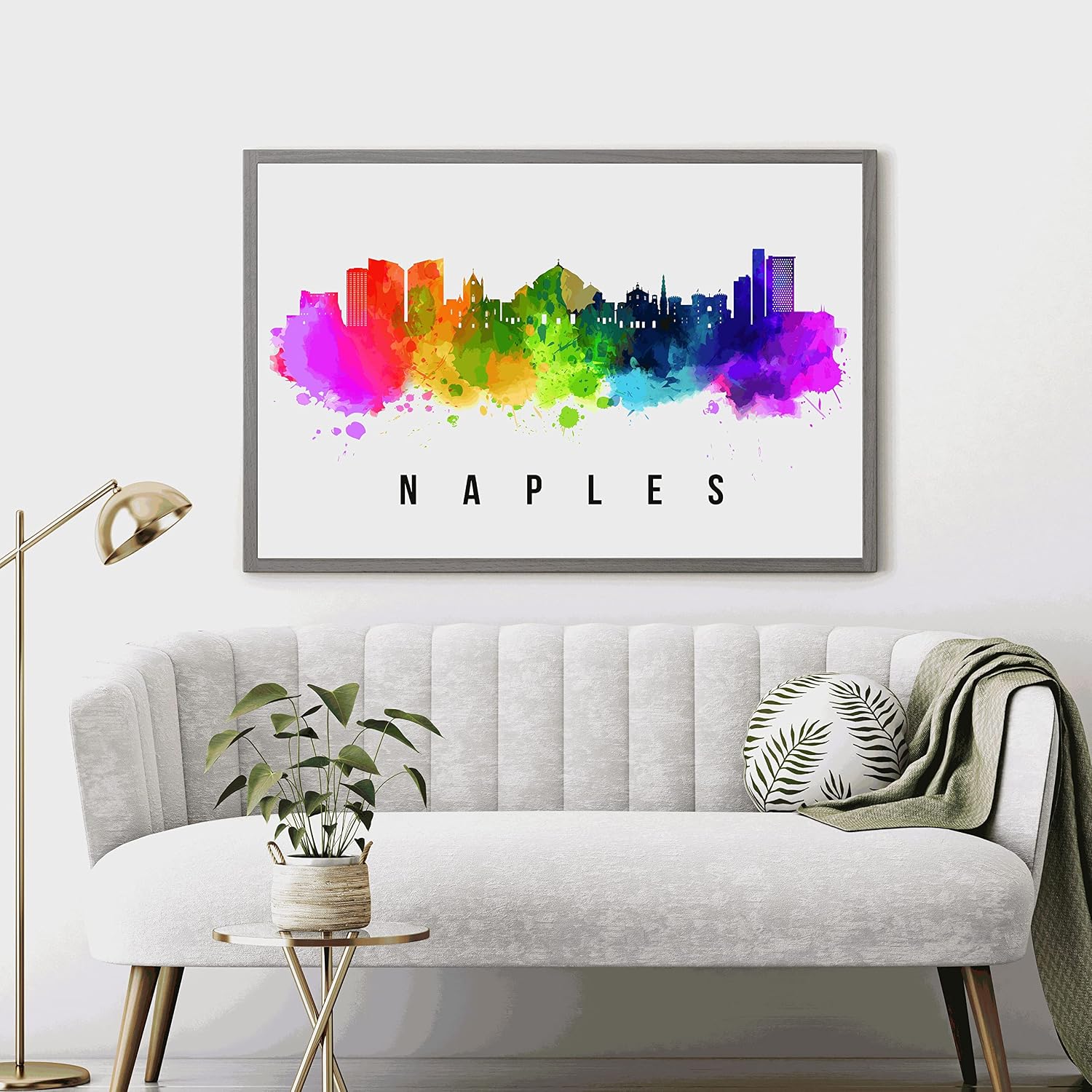 Naples Skyline Italy Poster, Naples Cityscape Painting, Italy Poster, Naples Cityscape and Landmark Print, Home Wall Art, Office Wall Decor - 12x18 Inches