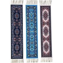 Set of 3 Mini Rug Bookmarks, Colorful Oriental &amp; Turkish Carpet Style Book Marks, Novelty Reading Accessories