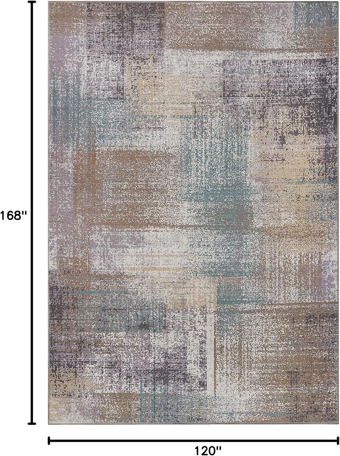 Superior Modern Abstract Washable Rug, Non-Skid Backing, Pet & Kid Friendly, Easy Care, Non-Slip Rugs for Family, Living Room, Dining, Bedroom, Low Pile Area Rug, Ara Collection, 10' x 14', Taupe image 3