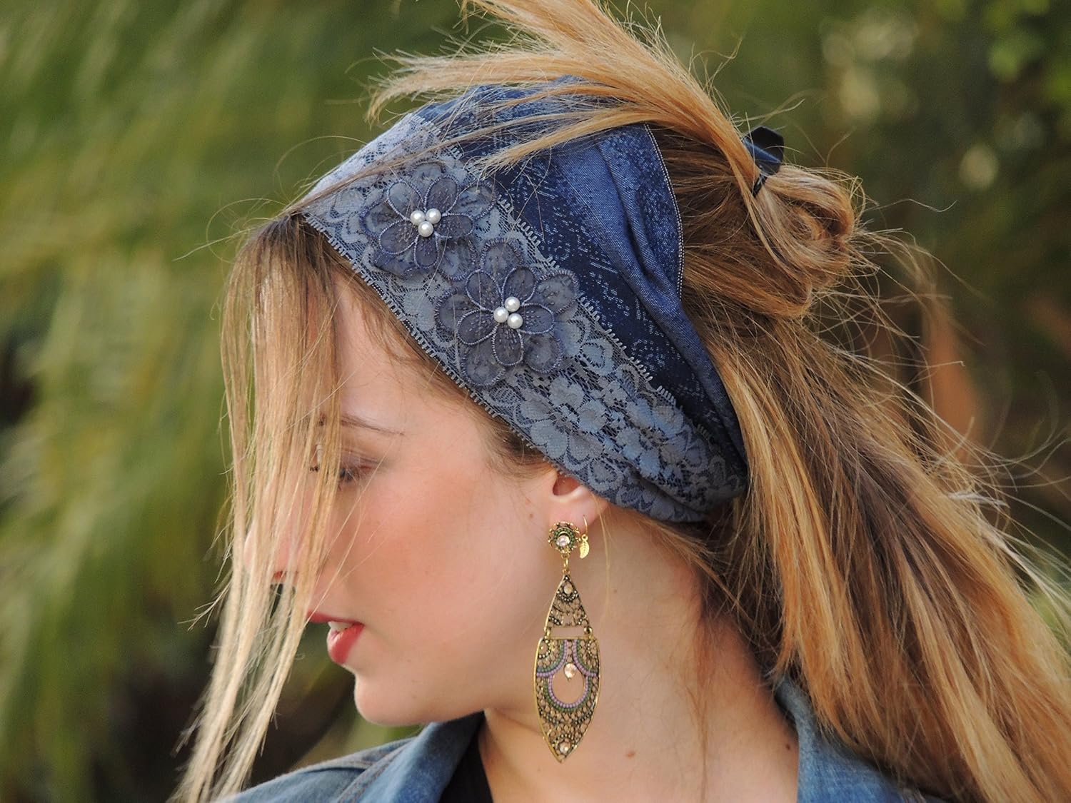 Head Scarf Tichel Half Hair Covering Headband One Size Jeans