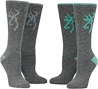 Vista 1 de Browning Calcetines de lana Buckmark para mujer, 2 pares de calcetines de lana para botas de exterior con soporte de arco