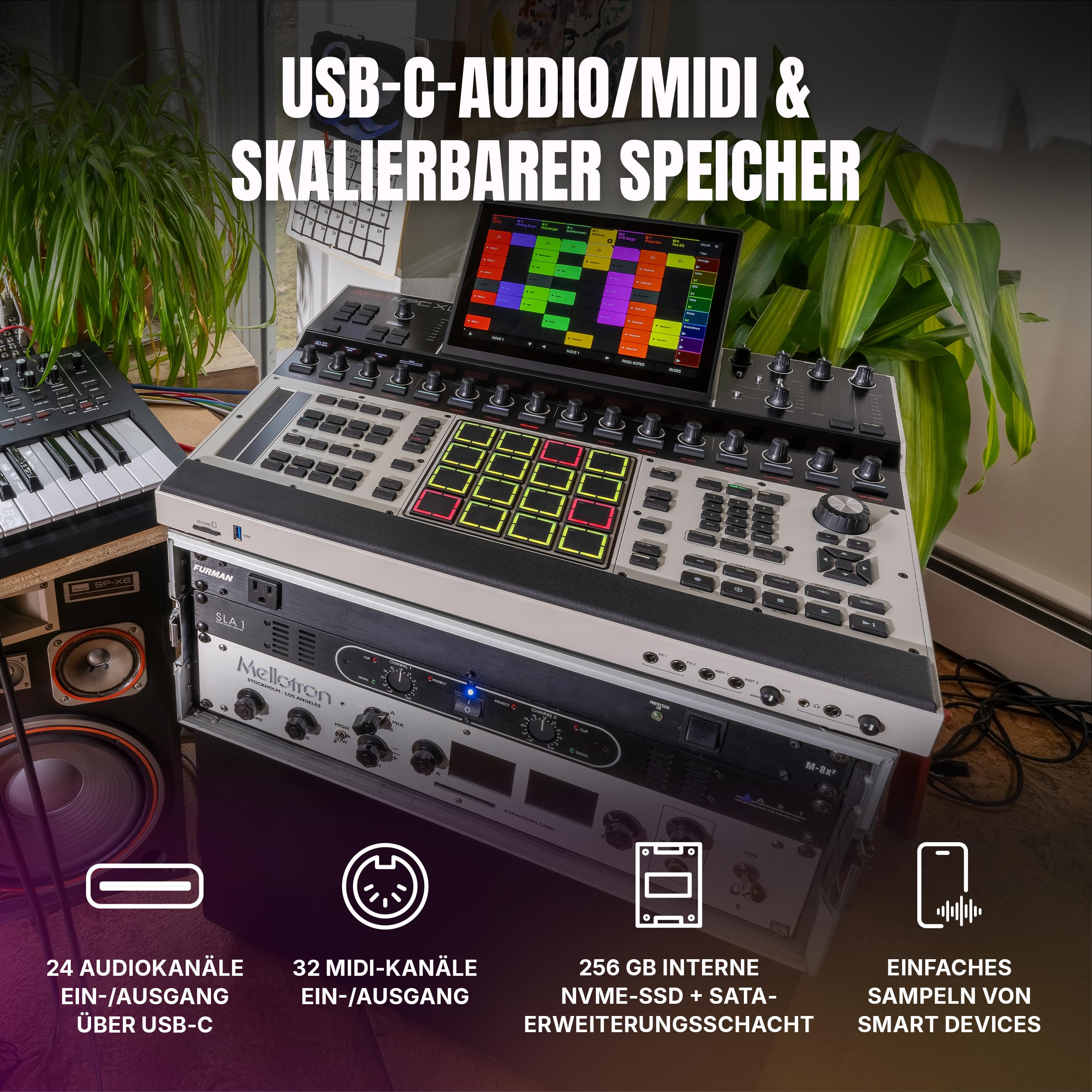 Akai Professional MPC XL Standalone Music Production Center für Sampling und Sequencing mit 10,1-Zoll Touchscreen, 3D MPCe Pads, 8‑Core CPU, 16 GB RAM und 256 GB SSD