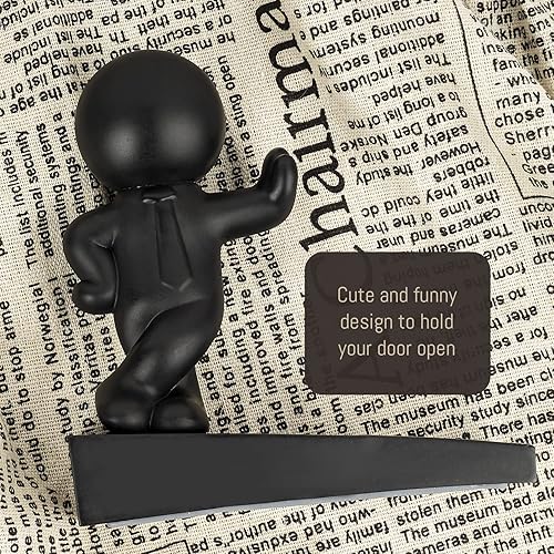 Vista 7 de Lindo tope de puerta, decorativo y resistente, tapón de puerta bien diseñado, eficaz para mantener tu puerta abierta, 1 paquete, negro (patentado)