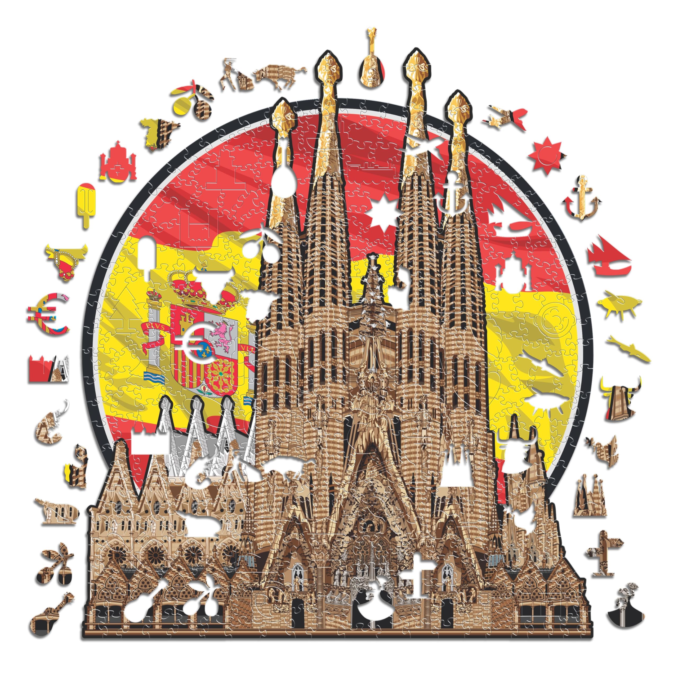 Iconic Puzzles, Sagrada Família, 100% eco-sustainable wooden puzzle, size M, 270 pieces