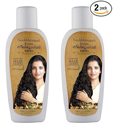 Neelibhringadi Keram | Ayurvedic Herbal Hair Oil | Hair Oil for Men and Women | Repairs Damaged Hair | Nourishes Hair Naturally - 100 ml (Pack of 2)