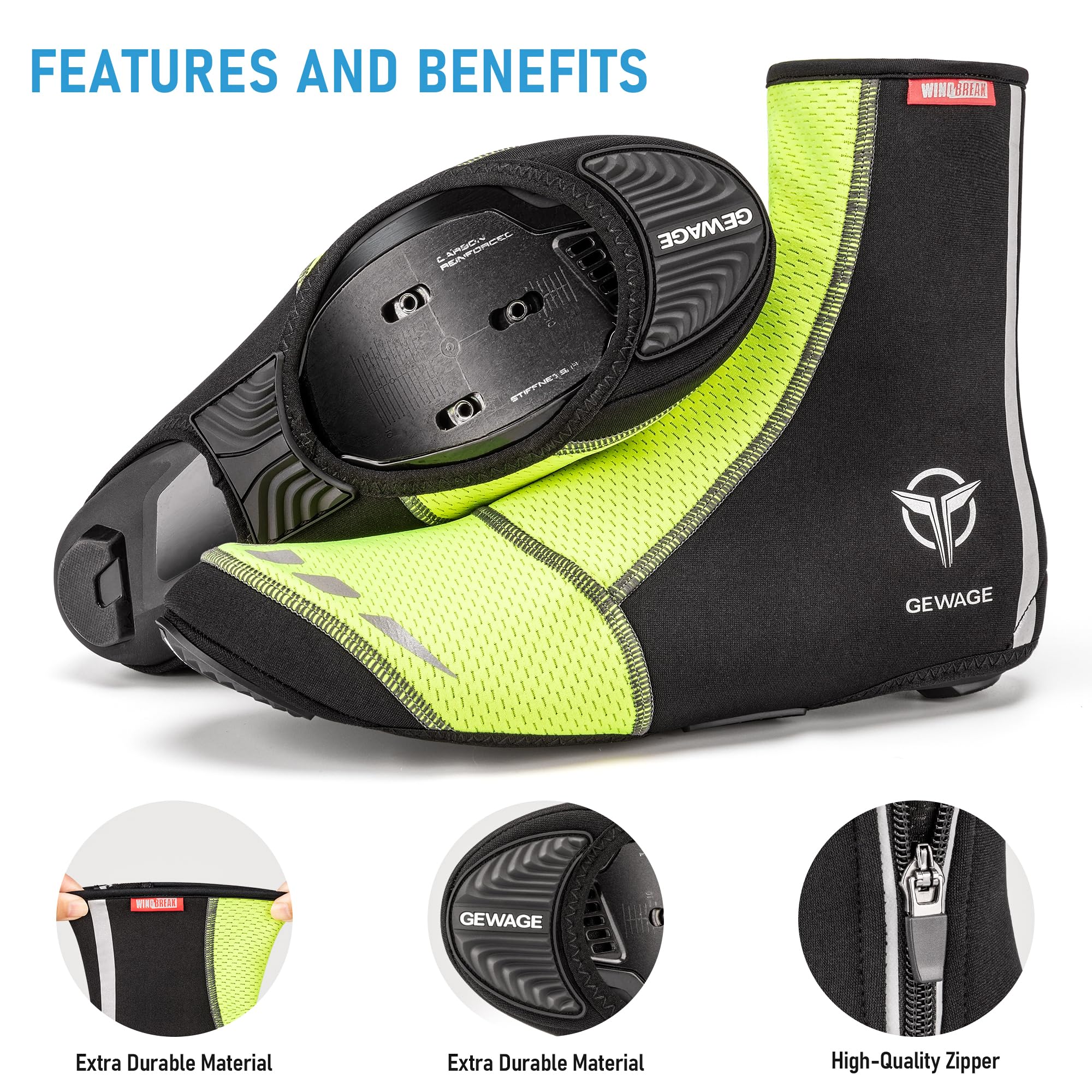 GEWAGE Copriscarpe da ciclismo, caldi, antivento, per mountain bike, ciclismo su strada, copriscarpe da ciclismo per uomo e donna