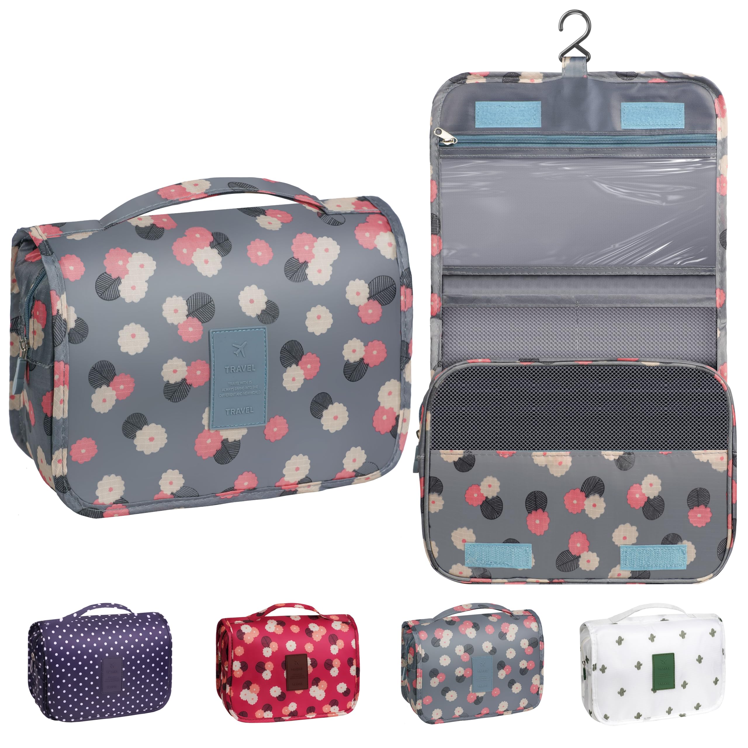 YEMEDA Toiletry Bag Travel Bag with Hanging Hook, Waterproof Capacity Hanging Multifunctional Makeup Bag for Toiletries, Portable Cosmetic Bag Travel